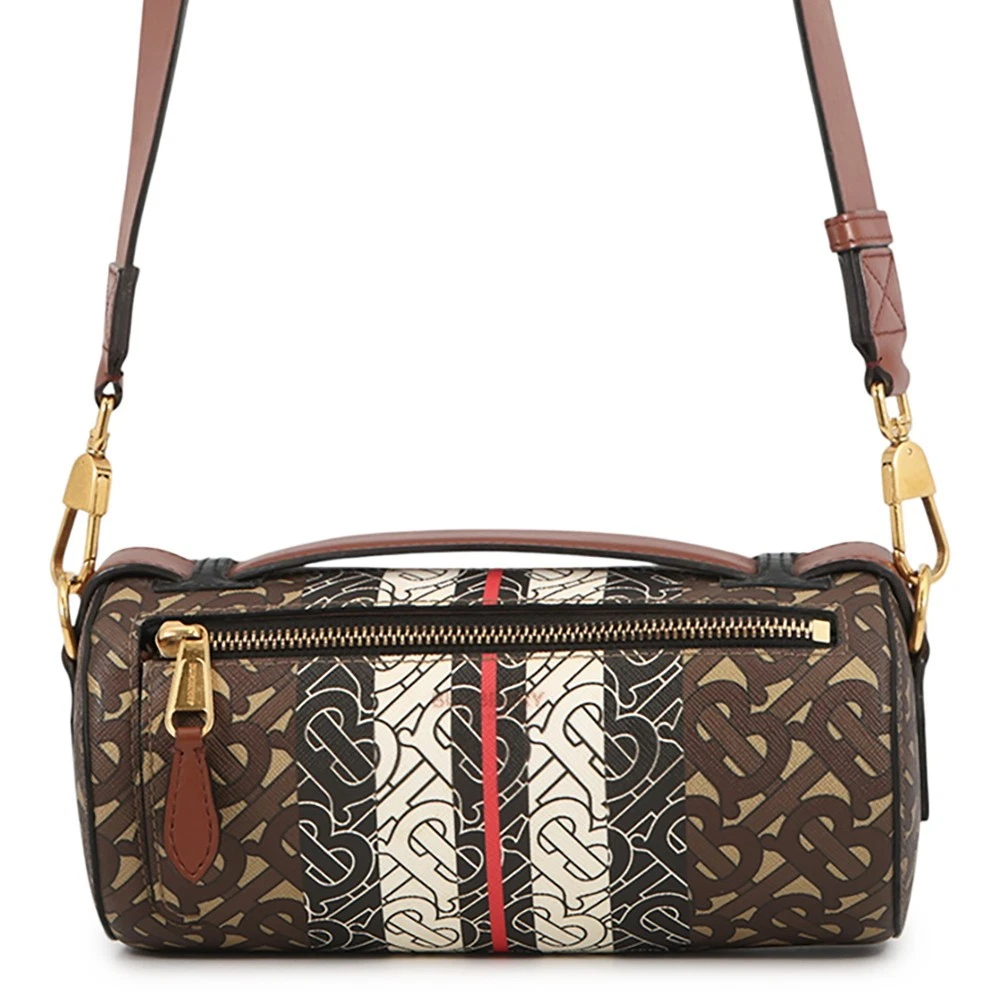 Burberry — BURBERRY TBMonogram Stripe Shoulder Bag PVC/Leather Brown/Black/White 8020170