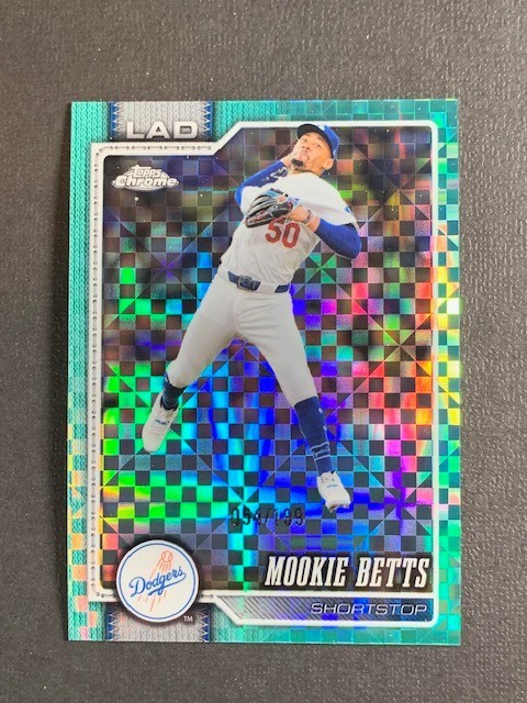 Mookie Betts; Aqua; X-Fractor; 054/199; 2026 Topps Chrome; #268; Dodgers; SP