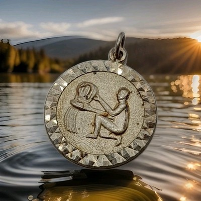 Vintage Sterling Silber Wassermann Anhänger - Astrologie Sternzeichen Sternzeichen Symbol