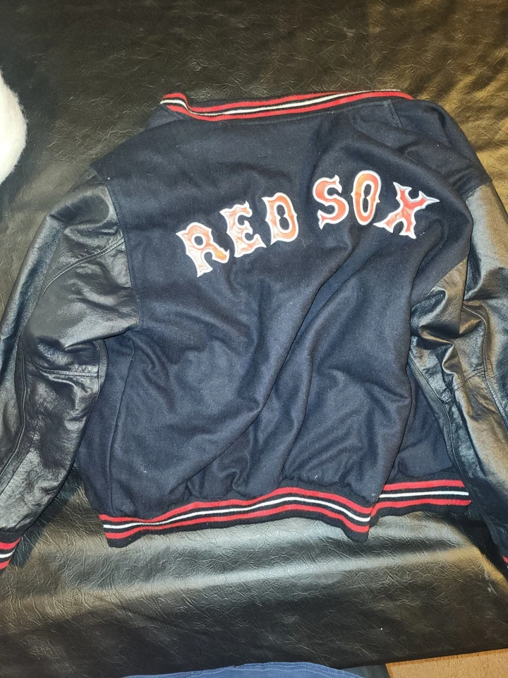 BOSTON RED SOX Chaqueta Vintage Reversible Manga Cuero Letterman VARSITY  Foto 2 de 4