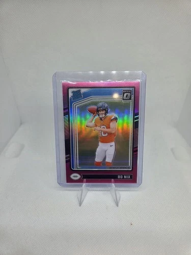 2024 Panini Donruss - Rated Rookie Bo Nix #369 Optic Preview Pink Prizm (RC)