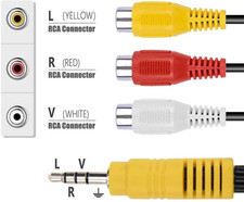 3.5Mm Male to 3 RCA Female Video AV Component Adapter Cable for TCL TV, AV i...