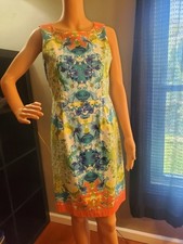 Nine West Blue Orange Green Above Knee Mini Sheath Straight Dress Size 8P "LN"