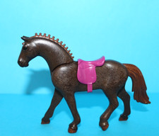 Playmobil Brown Horse Figure with Pink Saddle for Ranch, Equestrian, Knights