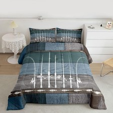 Ice Fishing Rod Comforter Set Go Fishing Bedding Set Fishing Gifts for Men,Fi...