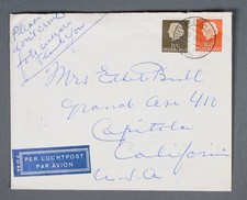MayfairStamps Netherlands 1955 Amsterdam to Capitola CA Air Mail Cover aaw_31855