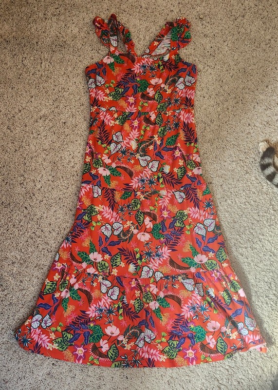 Wonder Nation Sleeveless Red Multicolor Floral Maxi Dress, Size XXL/2XG (18)