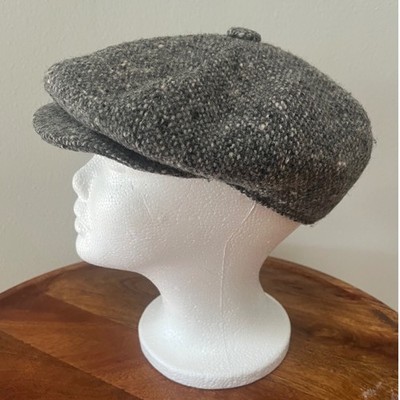 Highlands Tweed Newsboy Cap Mens Grey Pure Wool Made in Italy Flat Hat Medium