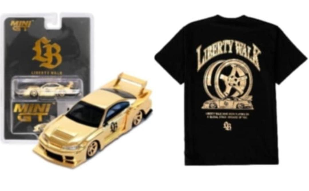 Liberty Walk Sapporo S15 Gold 1/64 MINI GT Car & T-Shirt Set