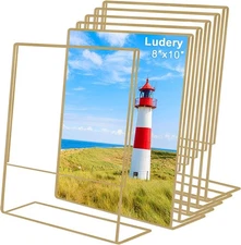 8x10 Gold Picture Frames, Clear Frameless 8x10'', 