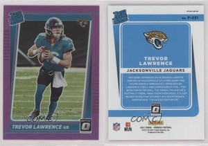 2021 Panini Donruss Rated Optic Holo Purple Preview Trevor Lawrence Rookie RC