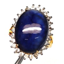 Fast Shipping 925 Sterling Silver 14 x 19 mm. Blue Sapphire Zircon Ring Size 7