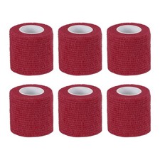 1" x 177" 6 Pcs Self Adhesive Bandage Wrap Elastic Self Tape Dark Red