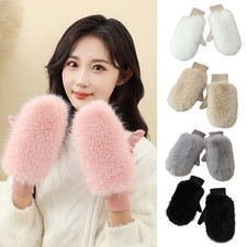 Soft Fleece Winter Gloves With Cuff Design Women's Warm Polyester Accessory