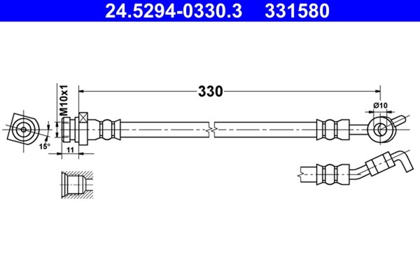 ATE Bremsschlauch 24.5294-0330.3 FüR SL LM KIA Hyundai Sportage EL ELH Ix35 Van-image