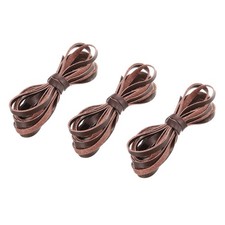 3.28Yard 5mm Flat PU Leather Cord Braiding String for DIY Craft Dark Brown 3Pcs