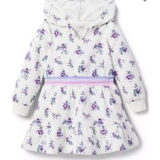 Janie and Jack Floral Hooded Dress Toddler Girls Size 5 White NEW Floral Ruffle