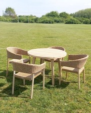 John Lewis Burford Round Garden Dining Set Table 100cm & 4 Chairs New See Descri