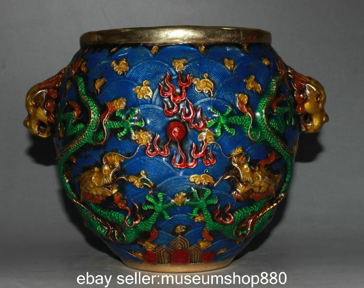 古董原始景泰蓝古董中国盆| eBay