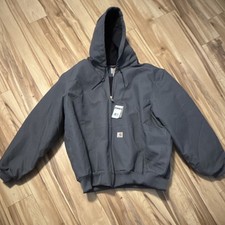Carhartt Men's Hooded Zip Jacket Gray 3XL Tall Workwear Solid Logo