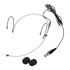 Microphone with Ear Hook, Dual Headphones with Mini XLR 3 Pin TA3F, Black