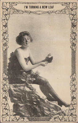 I'm Turning a New Leaf Lady Covered in Leaves Humor c1910 DB Postcard