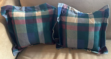 Vintage NWT Westpoint Stevens Navy Plaid 16" Throw Pillows Set of 2 Made in USA