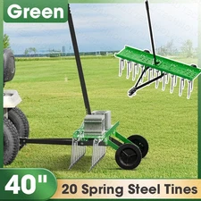Tow Behind Dethatcher 40" Lawn Dethatcher Rake for Mower W/20 Spring Steel Tines