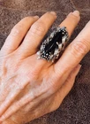 Vintage Artisan Hematite Ring Set in 925 Sterling Silver, Size 7-1/2