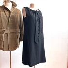 Palm Royale Vintage 1960s Black Wool Shift Dress S Med "English Shop" Hartford