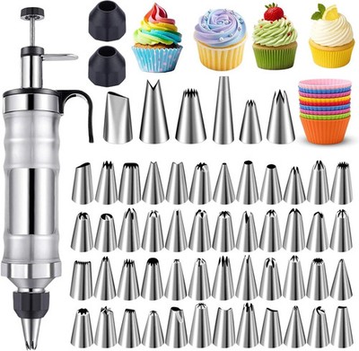 Dessert Decorating Syringe Set, Frosting Piping Kit Stainless Steels Cake Decora