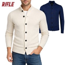 Cardigan uomo misto lana con bottoni RIFLE blu e panna M L XL XXL 3XL