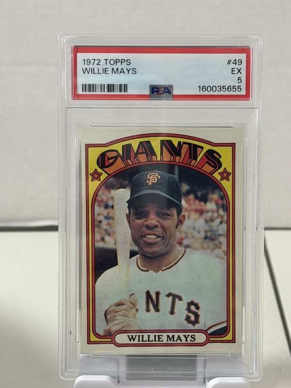 VINTAGE BASEBALL CARD TOPPS HOF 1972 WILLIE MAYS EX PSA 5