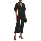 Sandro Gaia Black Jumpsuit BNWT Size 1 UK 8 Wool Mix Wide Leg RRP £315 Pockets