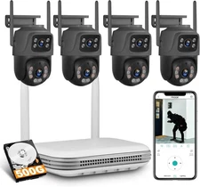 8 Channel NVR Security Camera System 6MP Dual Lens Security Camera 500G HDD