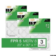 20 x 30 x 1 Standard Pleated Air Filter FPR 5, 3-Pack, Air Filters Replacement