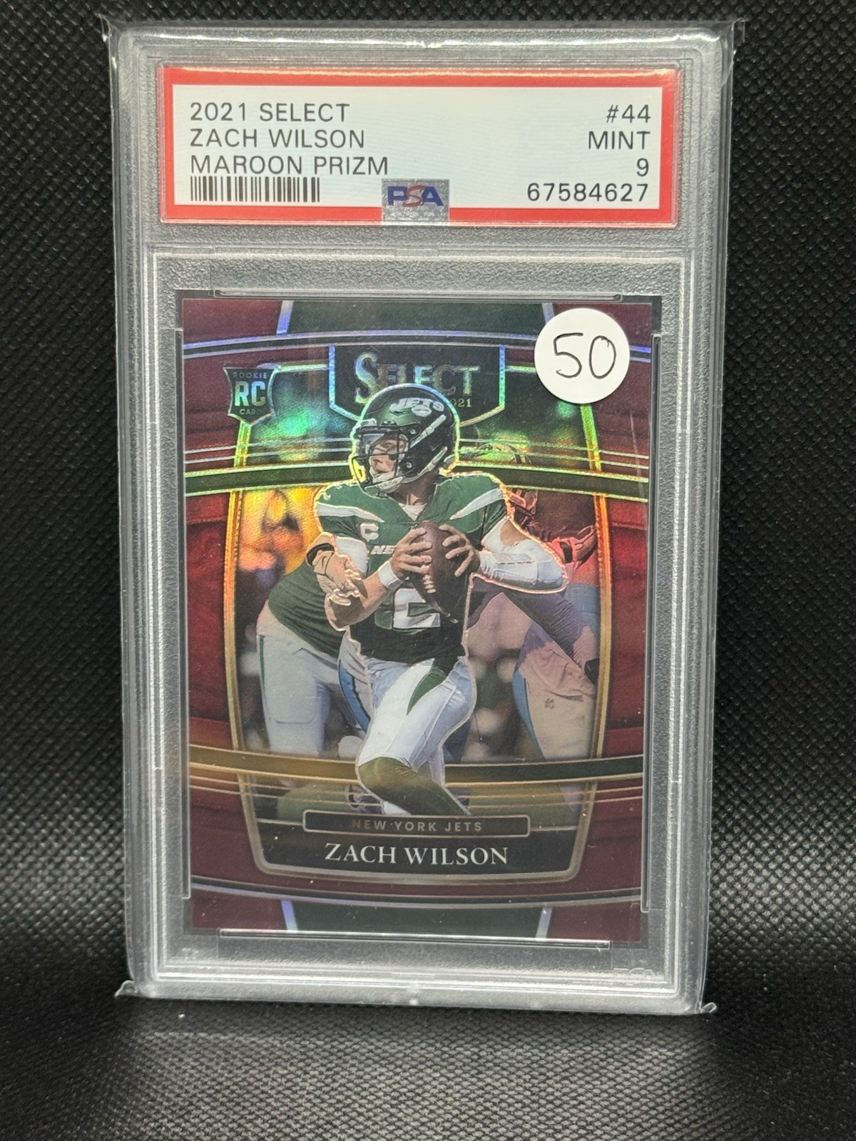 2021 Select Zach Wilson Maroon Prizm Rookie /149 #44, PSA 9