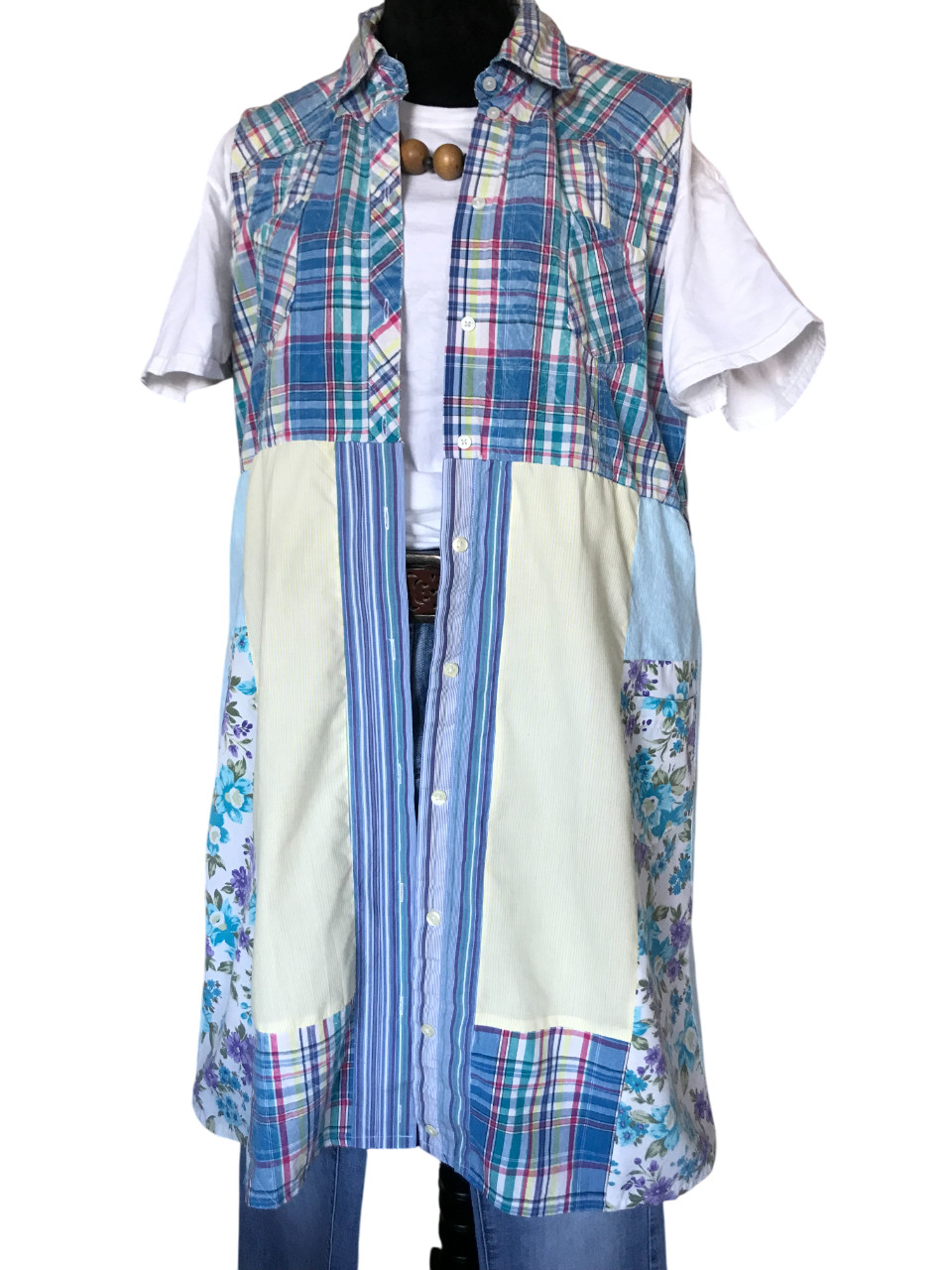 Boho Patchwork Duster: Handmade Button-Down Layer… - image 7