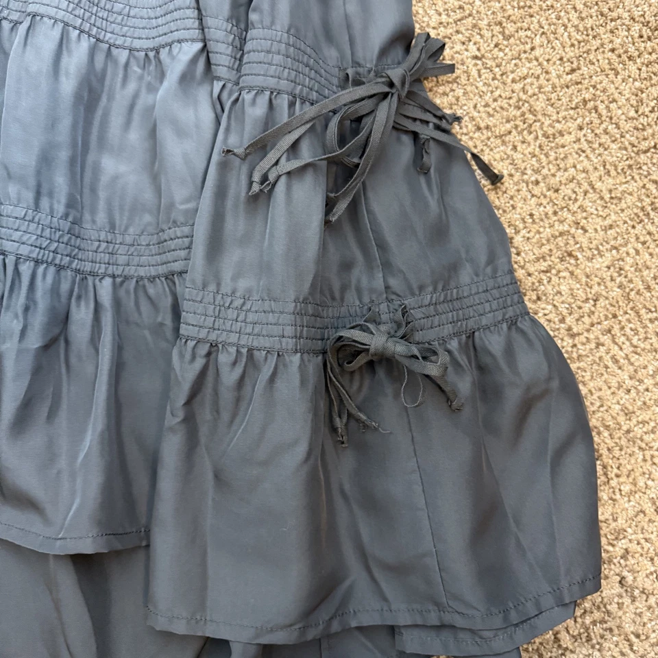 Vestido midi Marc Jacobs con volantes y volantes en capas cuello en V profundo para mujer M Foto 4 de 4