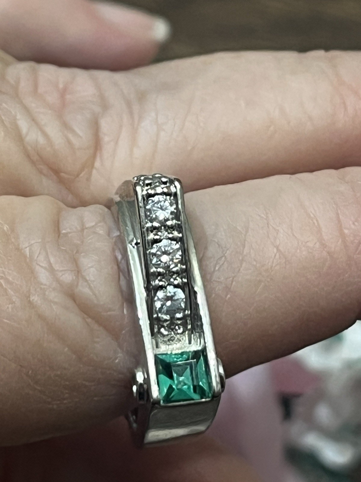 Unique Square Ring .925 Silver With Lab Created E… - image 8