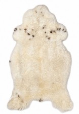 Sheepskin real  white-cream-brown, approx. 120 cm  soft pile  eco tanned  unique