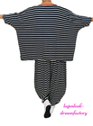 Oversize Layer Look Shirt – Black & White Stripes, 3/4 Sleeve, Jersey Fabric – Women's Plus Sizes 44-56 7 thumbnail image