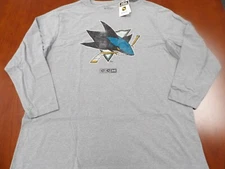 NEW CCM NHL SAN JOSE SHARKS GRAY LONG SLEEVE SHIRT SIZE 2XL