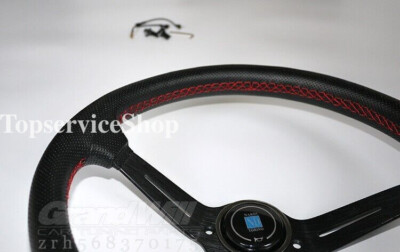 NARDI 350mm 14' Perforated Leather Black Spoke Deep Cone Sport