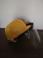 1 -  ELMETTO PROTETTIVO GIALLO CON VISIERA CASCHETTO PROTEZIONE DPI DA CANTIERE