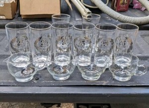 Vintage 25th Wedding Silver Anniversary Glasses Cups Drinkware Party