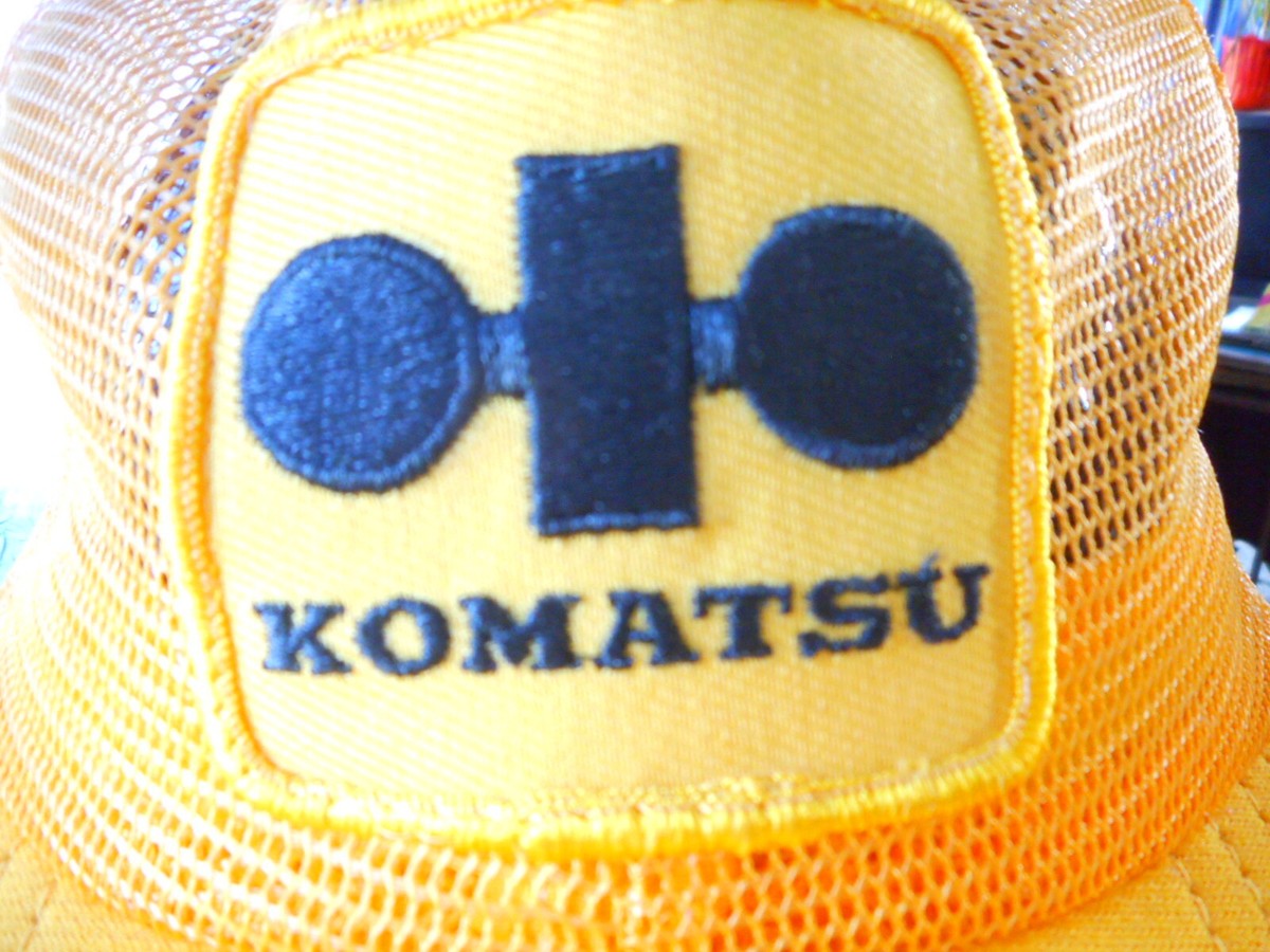 Komatsu Equipment Curved Bill Visor Mesh Snapback Hat Cap Embroidered Patch 80s Vintage Komatsu Logo Retro Patch Sewn Onto Richardson 112  main image 2