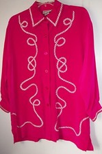 Diane Von Furstenberg Pink Silk Blouse Skirt 2 Piece Set Rope DVF Medium 8 10