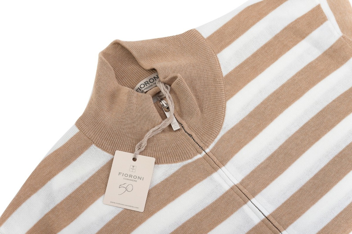 Luxury Knitwear FIORONI CASHMERE by Attolini Sweater Zip Cotton 40 - Main Image