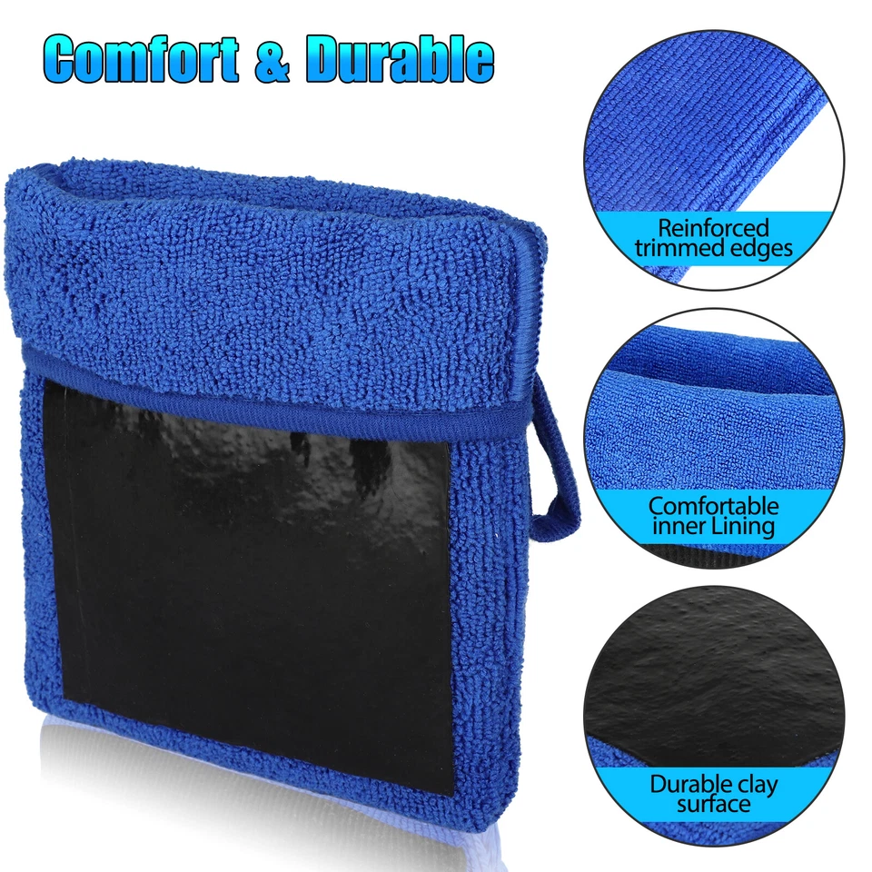 2X Guantes de lavado de autos Microfibra Arcilla Barra Toalla Detalle Paño de limpieza Trapo Guante Foto 3 de 4